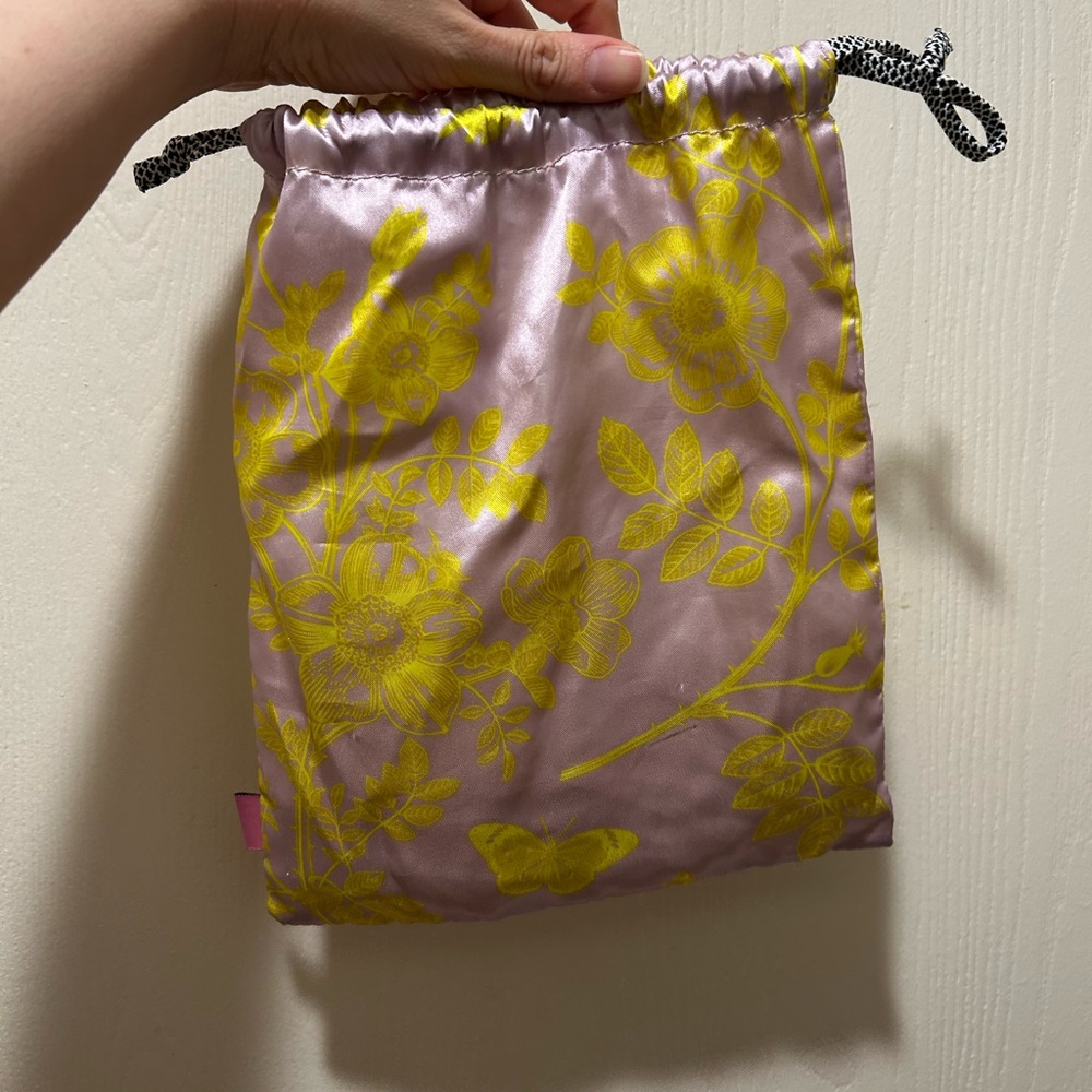 Yellow and Lavender Floral makeup bag